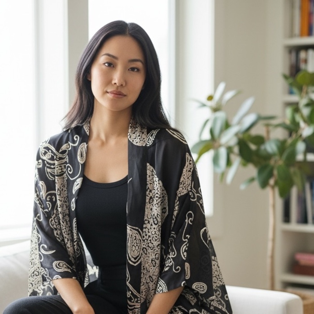 Chico’s Silk Blend Kimono Jacket